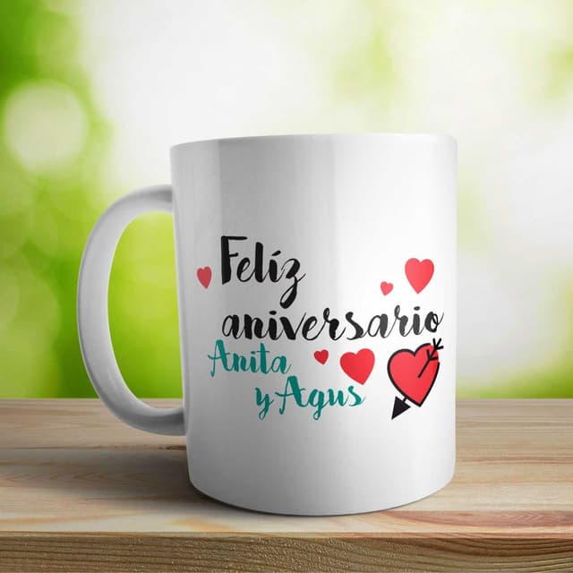 Taza cerámica personalizada Feliz aniversario