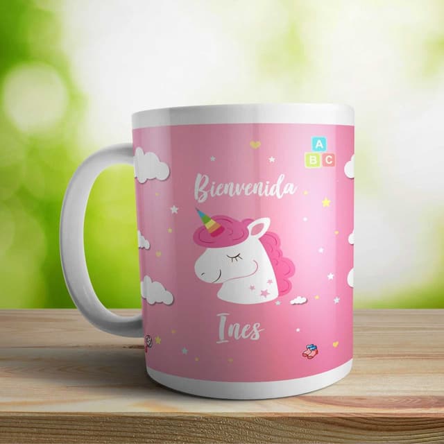 Taza cerámica personalizada Bienvenida nena