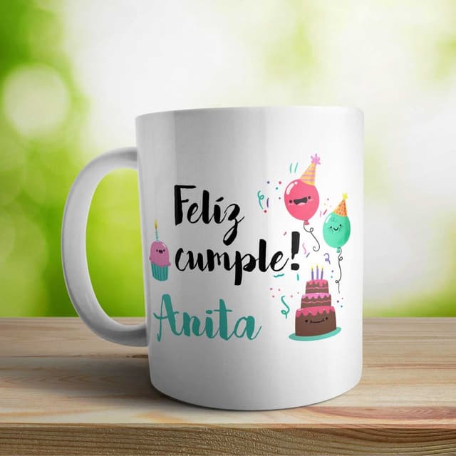 Taza cerámica personalizada Cumple globos