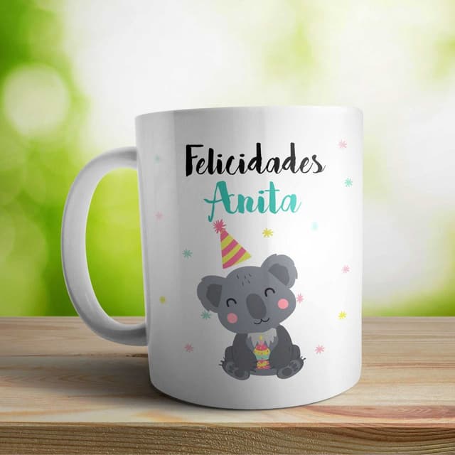 Taza cerámica personalizada Felicidades osito
