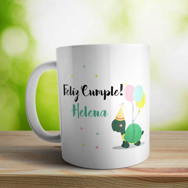 Taza cerámica personalizada Cumple tortuga