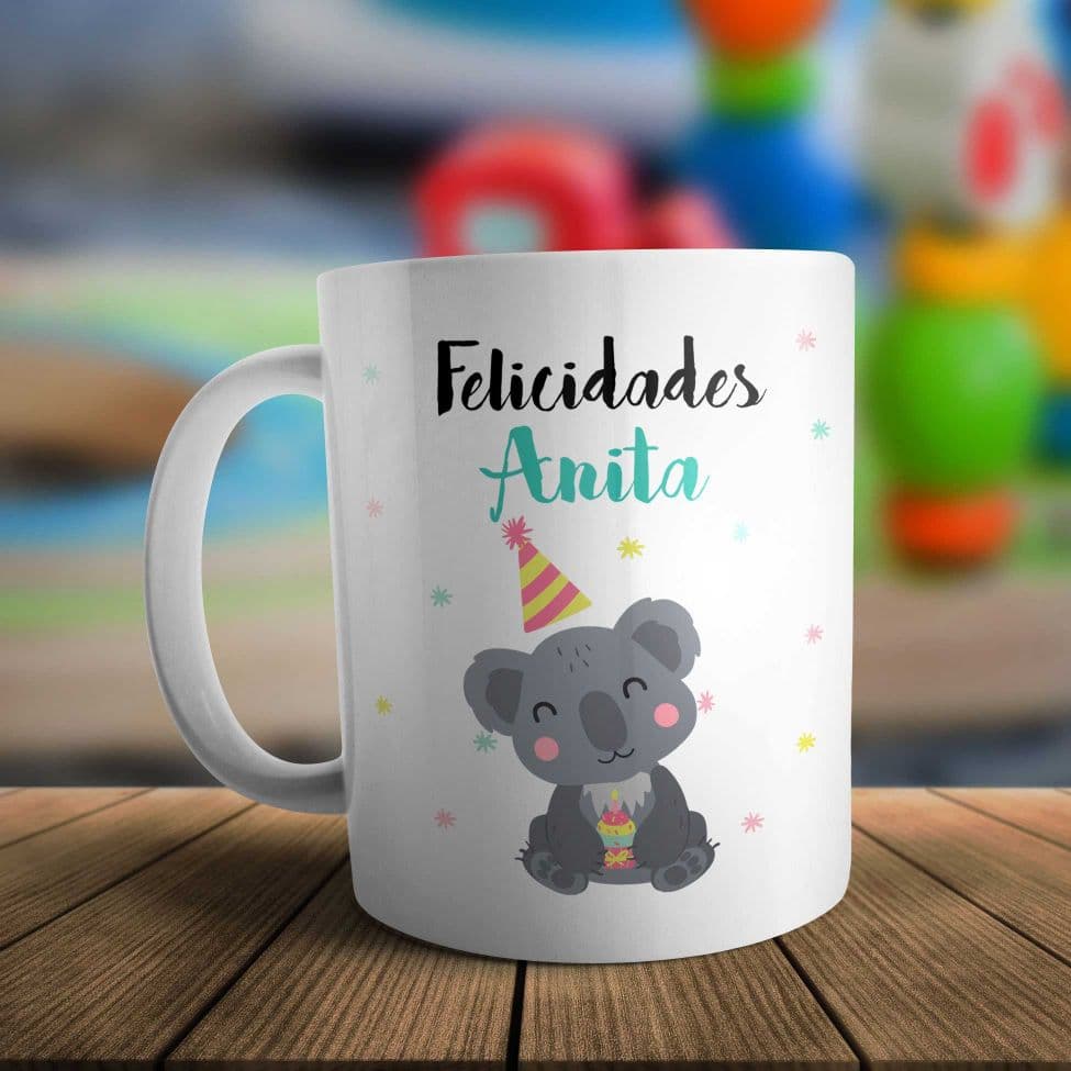 Taza plástico personalizada Felicidades osito - 0
