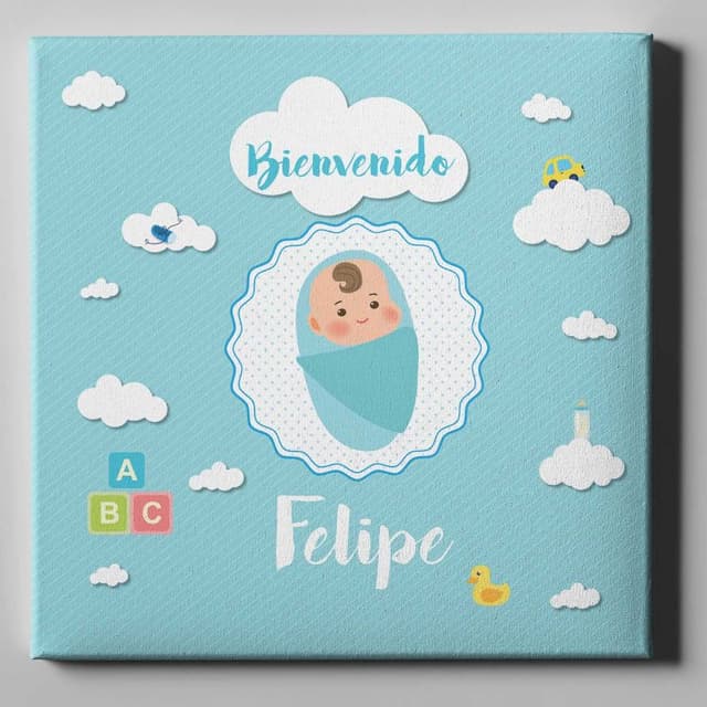 Lienzo personalizado 50x50 Bienvenido nene