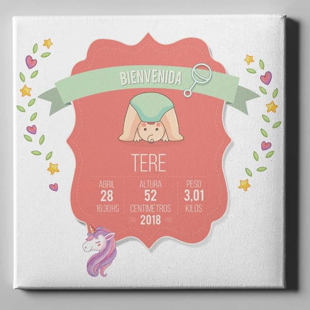 Lienzo personalizado 50x50 Nacimiento nena