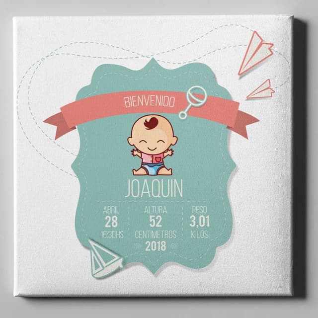 Lienzo personalizado 50x50 Nacimiento nene