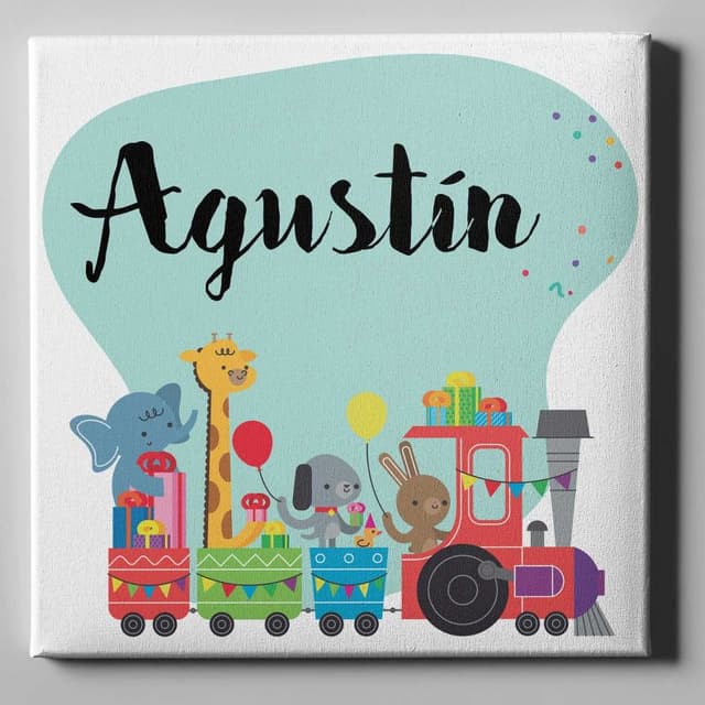 Lienzo personalizado 50x50 Nene tren animales
