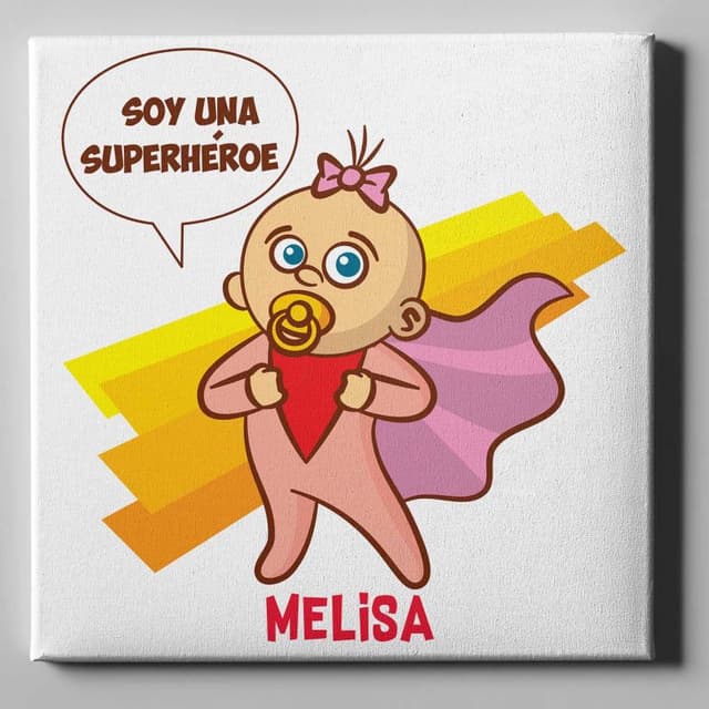 Lienzo personalizado 50x50 Niña Super Heroe