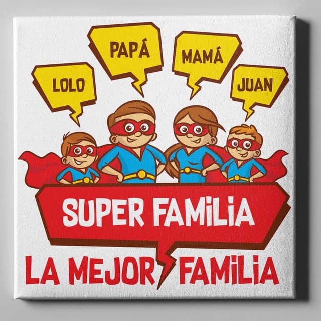 Lienzo personalizado 50x50 La mejor familia mama papa 2 nenes