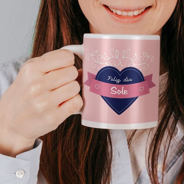 Taza cerámica personalizada Feliz día corazón