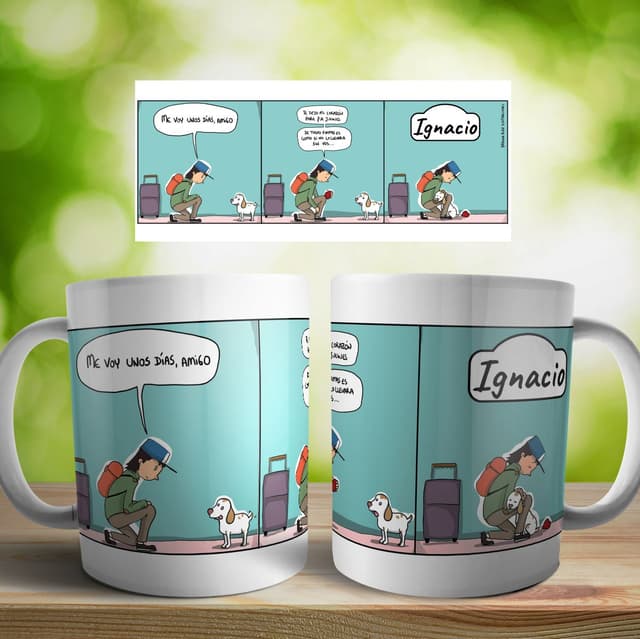 Taza cerámica personalizada Historieta perro
