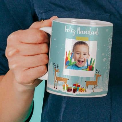Taza cerámica personalizada Navidad con renos