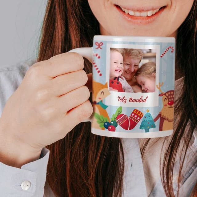 Taza cerámica personalizada Navidad Zorro y Reno