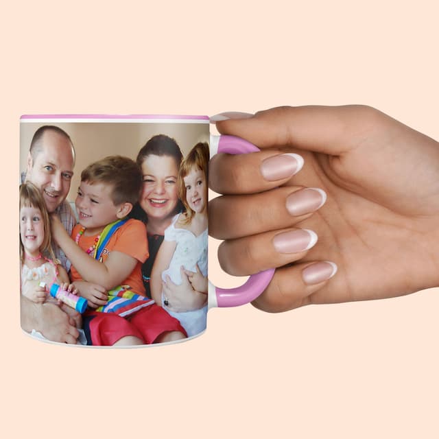 Taza rosa personalizada con foto