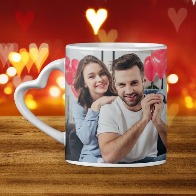 Taza asa corazón personalizada con foto