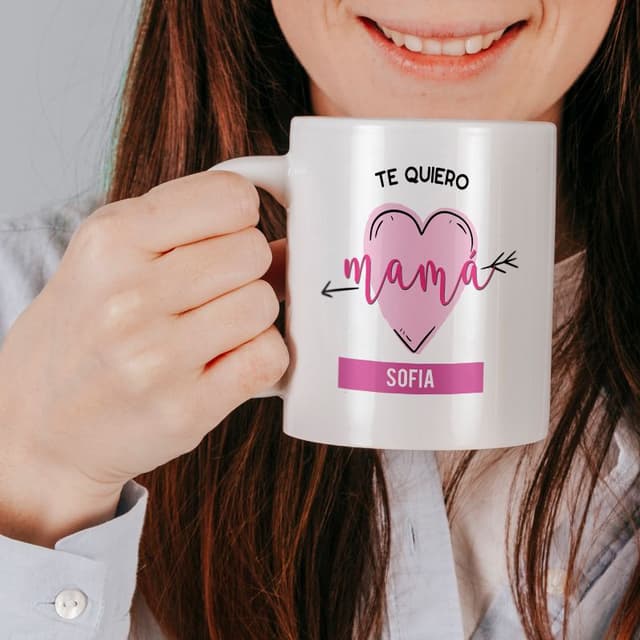 Taza cerámica personalizada inicial flores