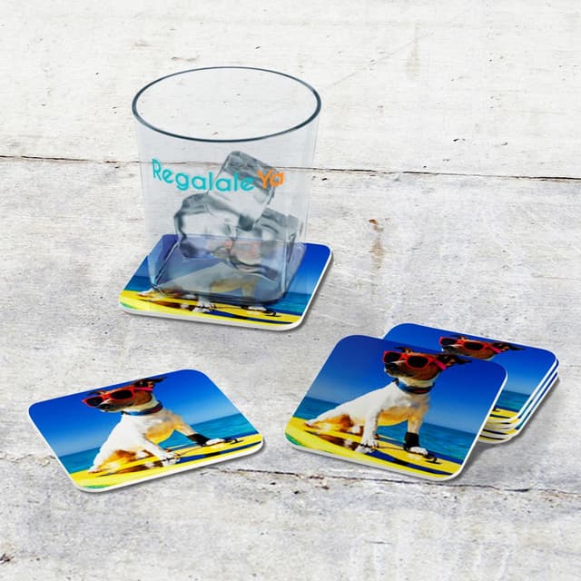 4 Posavasos de madera personalizada con foto
