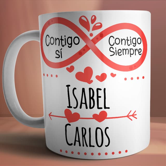 Taza de amor con nombres Contigo