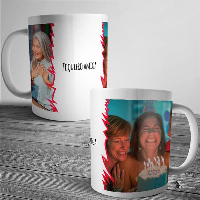 Taza con 2 fotos separadas con rayo
