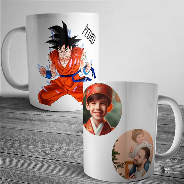 Taza dragon ball con fotos personalizada
