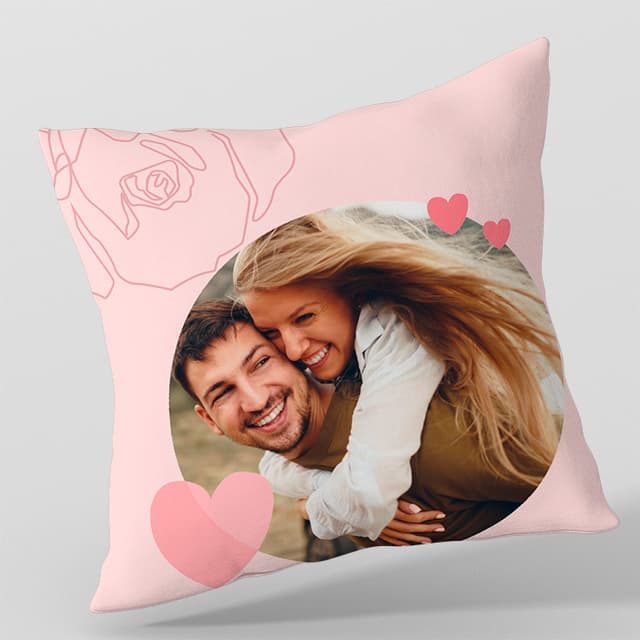 Almohadón personalizado rosa con foto