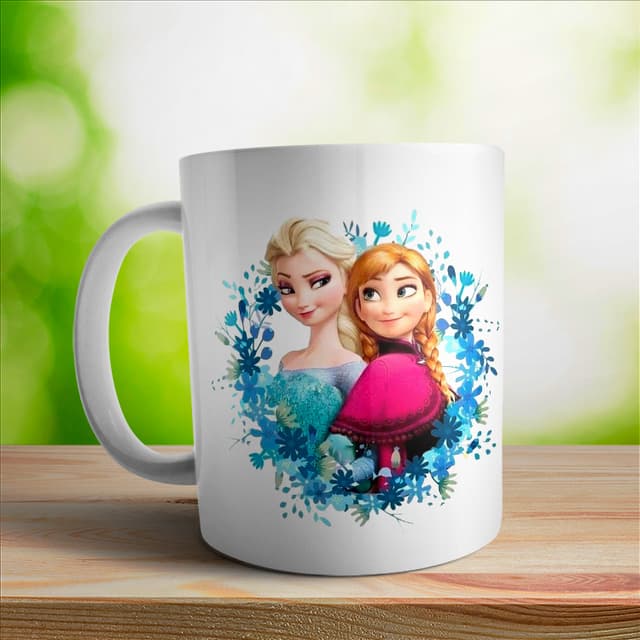 Taza de Frozen con flores