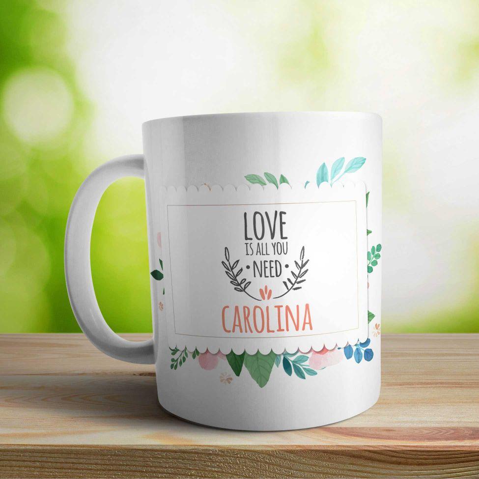 Taza cerámica personalizada Love is all you need