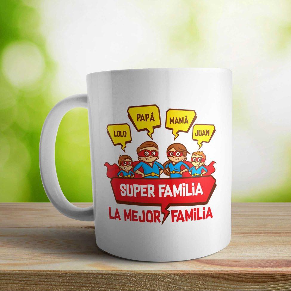 Taza cerámica personalizada La mejor familia mama papa 2 nenes