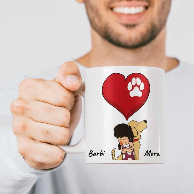 Taza cerámica personalizada Chica con perro