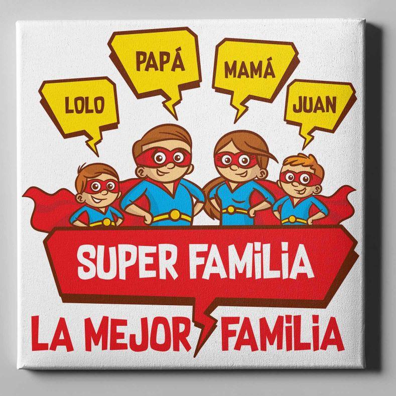Lienzo personalizado 50x50 La mejor familia mama papa 2 nenes - 0
