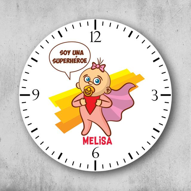 Reloj circular personalizado Niña Super Heroe
